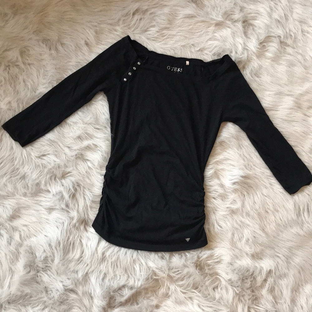 Guess jewel 3 quarter sleeve shirt scrunched side